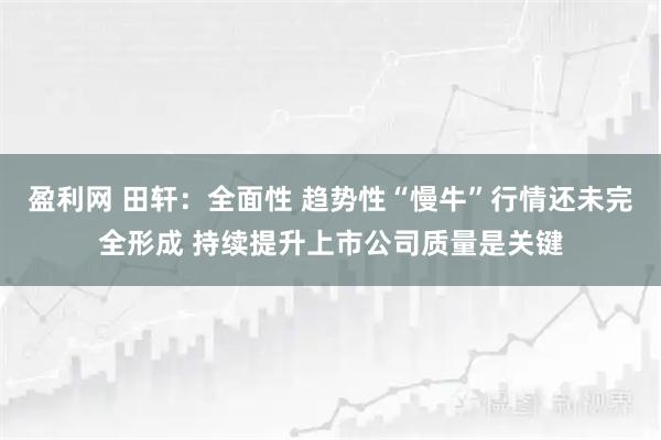 盈利网 田轩：全面性 趋势性“慢牛”行情还未完全形成 持续提升上市公司质量是关键
