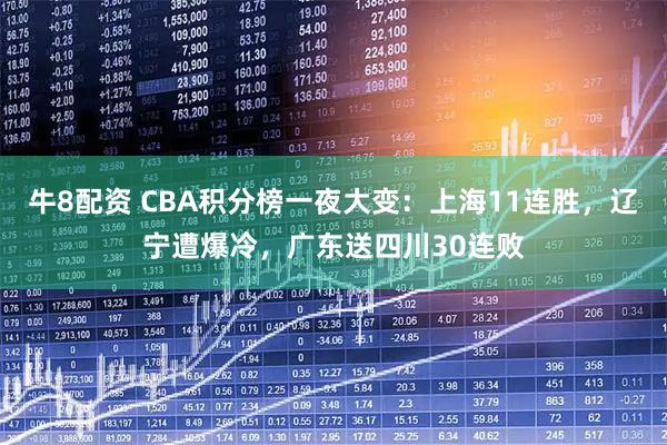 牛8配资 CBA积分榜一夜大变：上海11连胜，辽宁遭爆冷，广东送四川30连败
